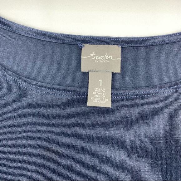 Chico’s Travelers Top Beaded Black Asymmetrical 8/10 - Picture 4 of 6